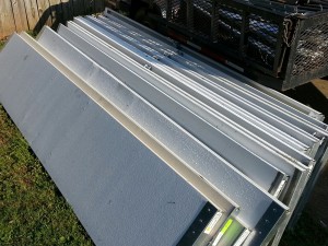 Garage Door Recycling.  These sections ready to be recycled.